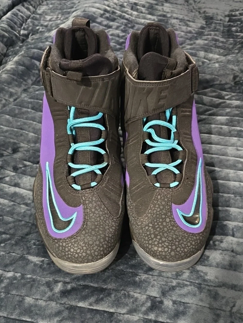 Men Nike Black, Purple & Teal High-Top Sneakers